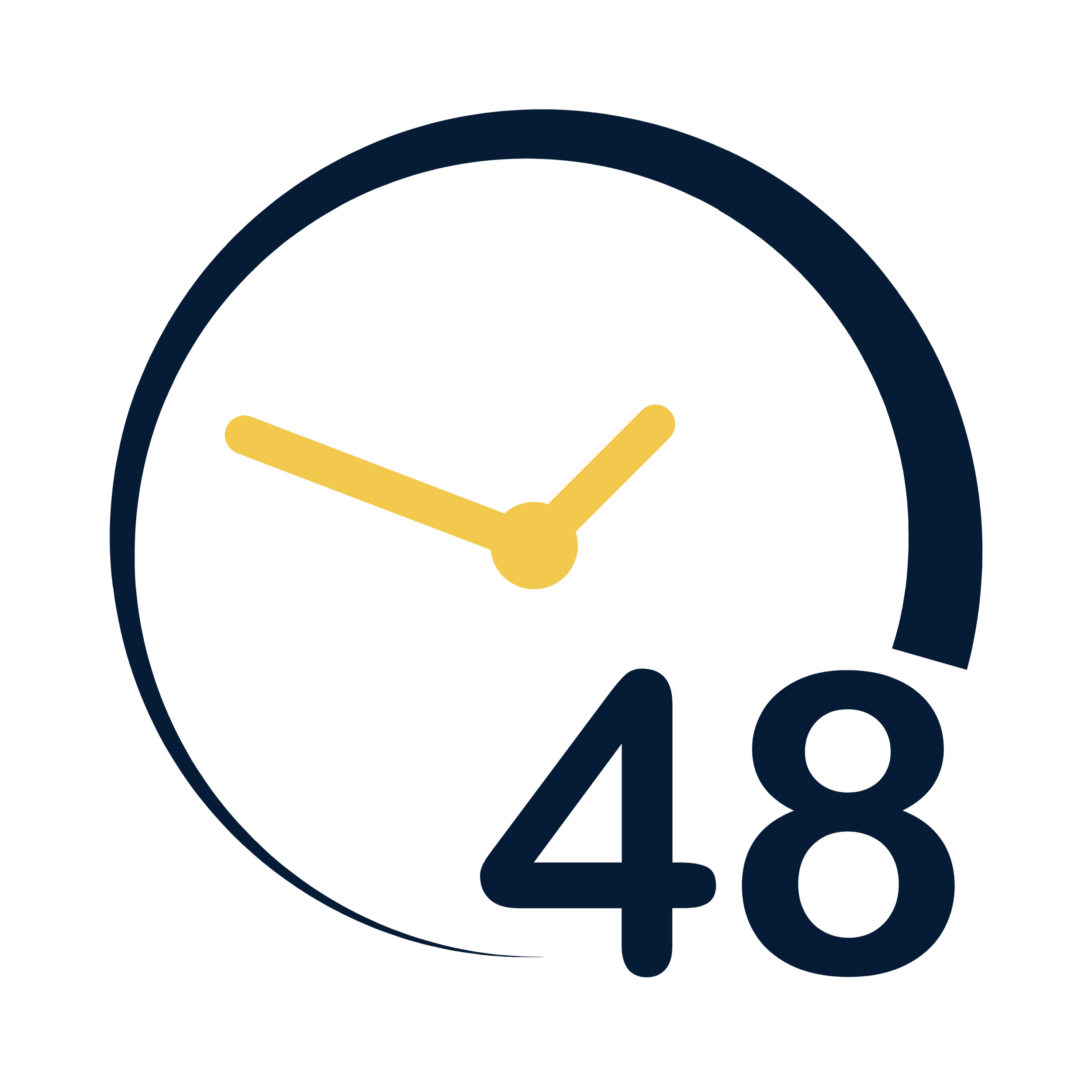 A modern analog clock showing 3:44 with a large blue number 48 and a partial blue circular progress bar.