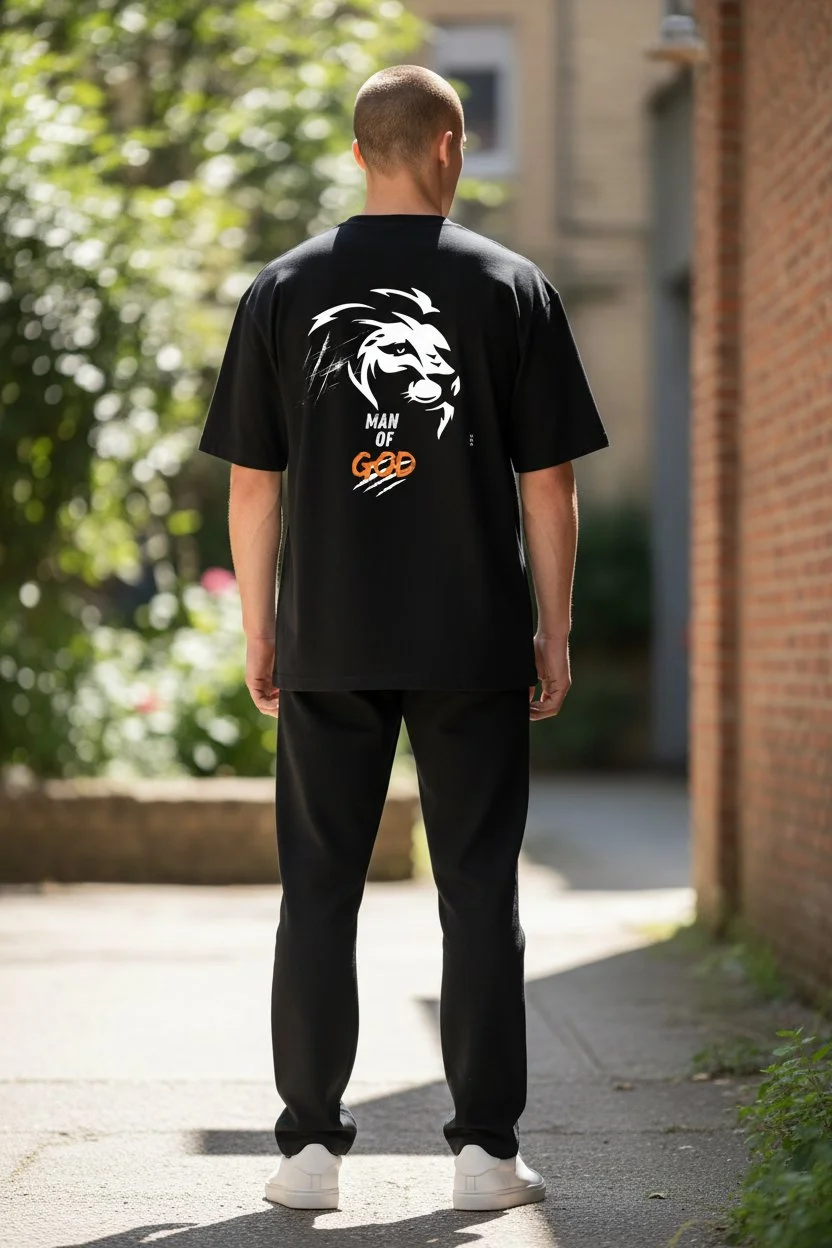 'Man of God' Lion Graphic T-Shirt