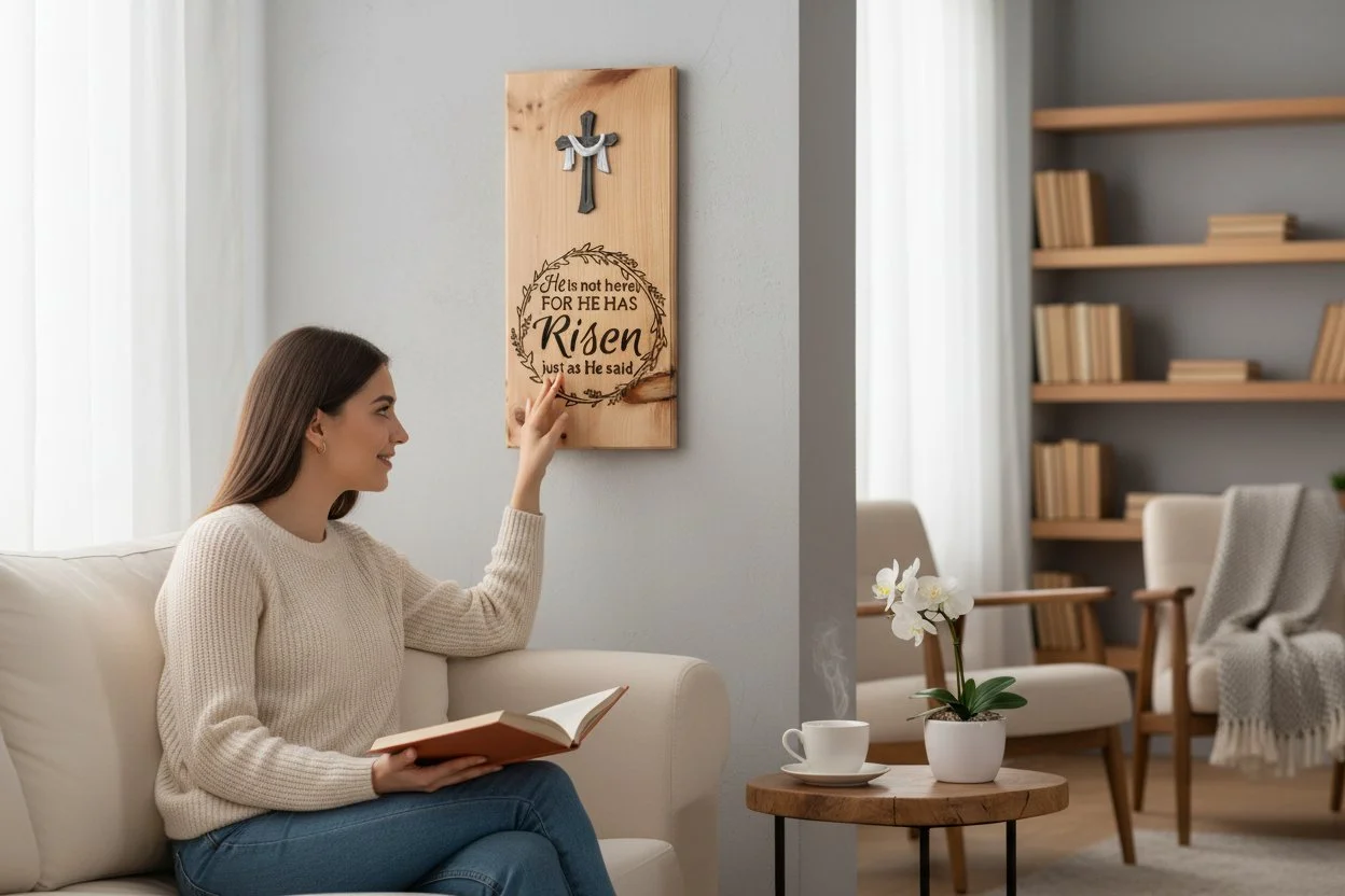 Custom 'He Has Risen' Wooden Plaque
