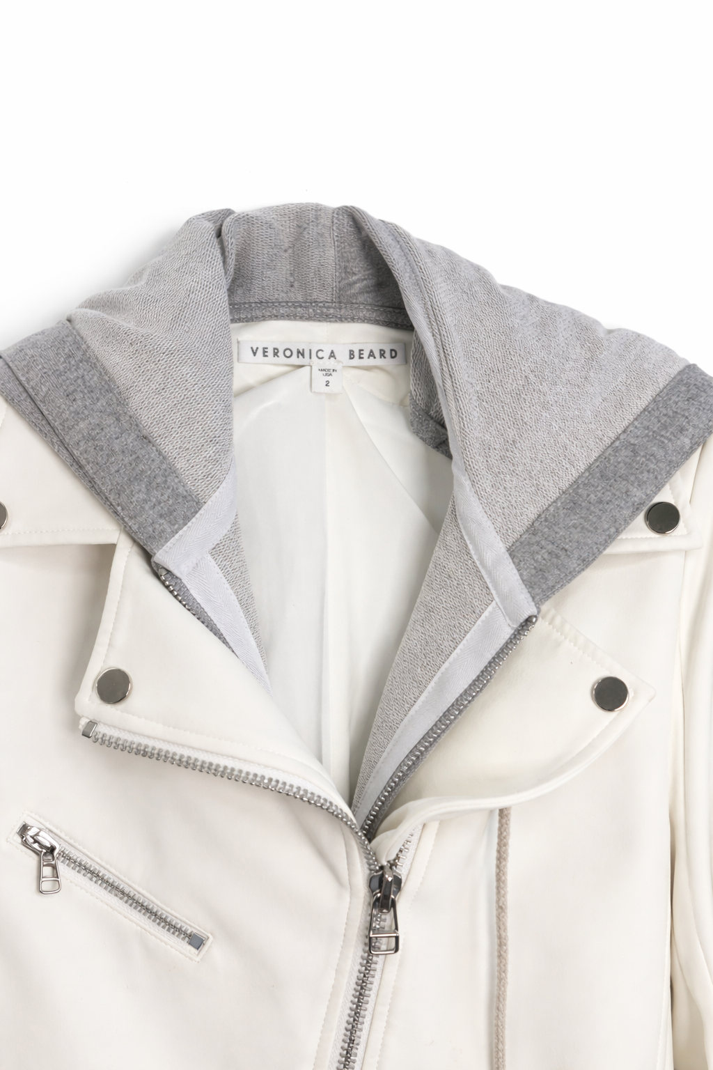 Veronica Beard Hadley Scuba Blazer White w/ Grey Dickey Size 2