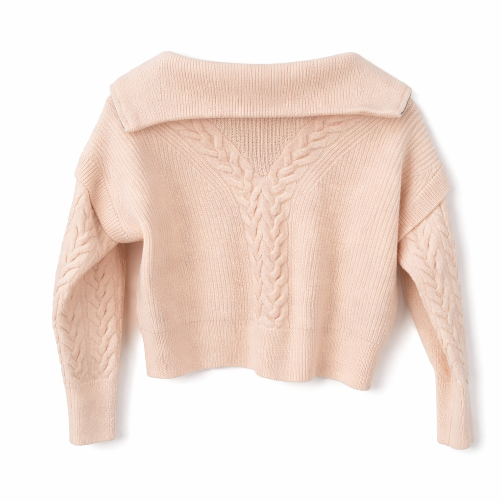 La Ligne Wool Cropped Half Zip Sweater XS
