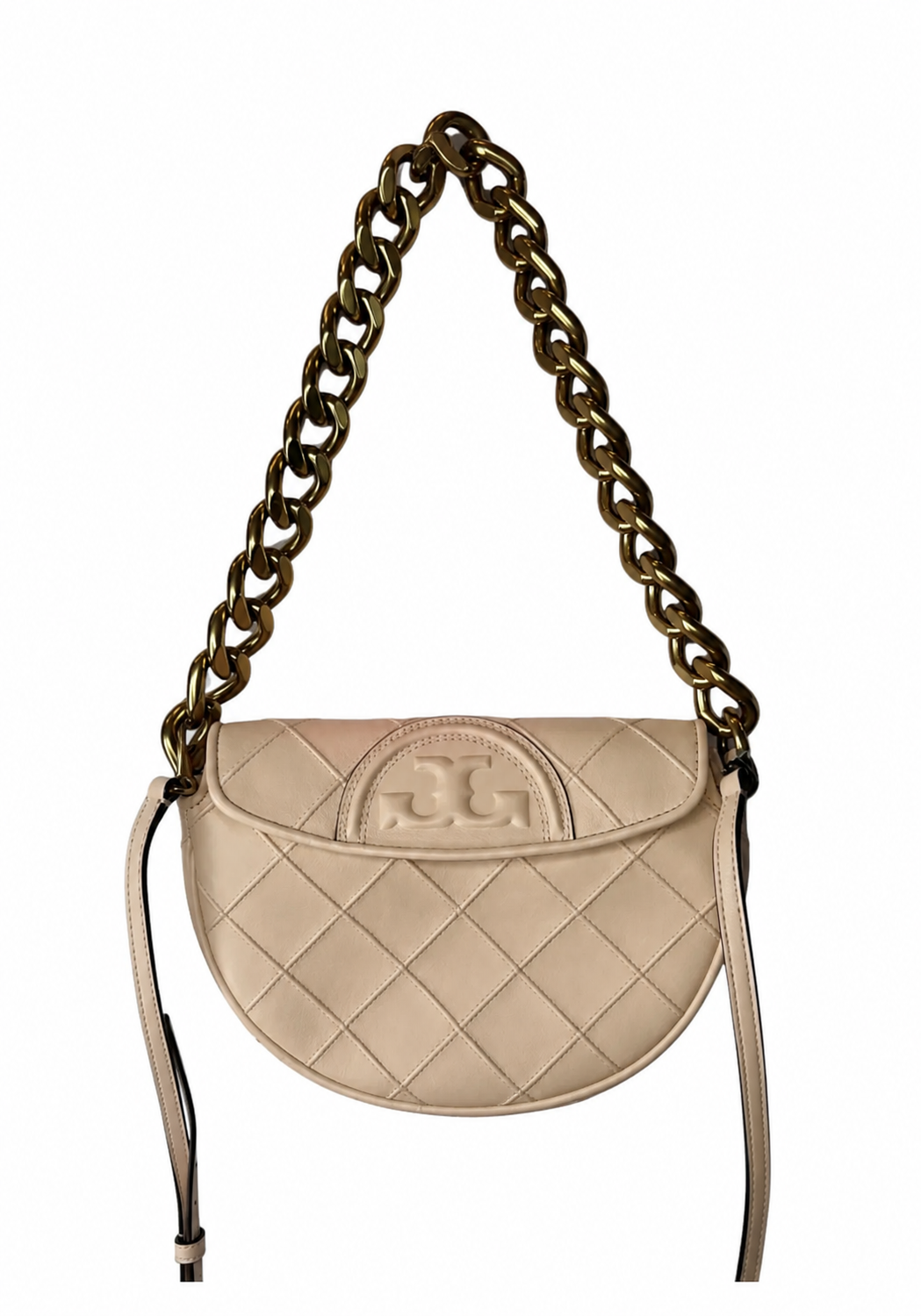 Tory Burch Mini Fleming Soft Crescent Bag Quilted Leather Crossbody Shoulder Bag