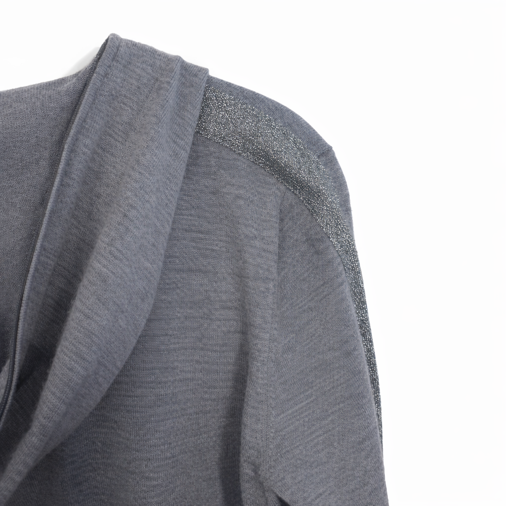 Akris Punto Wool Half Zip Glitter Pullover Sweatshirt 6