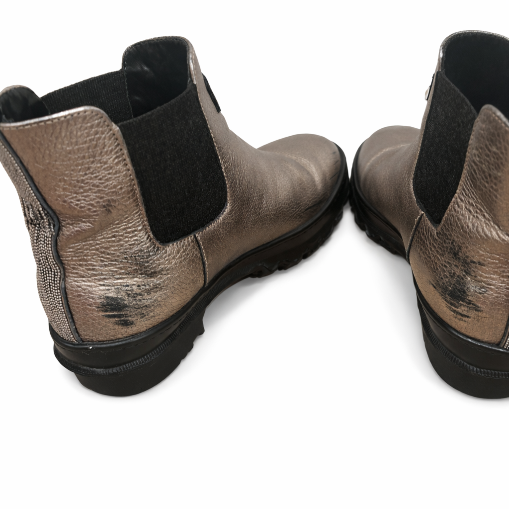 Brunello Cucinelli Monili Leather Chelsea Boots Size 37