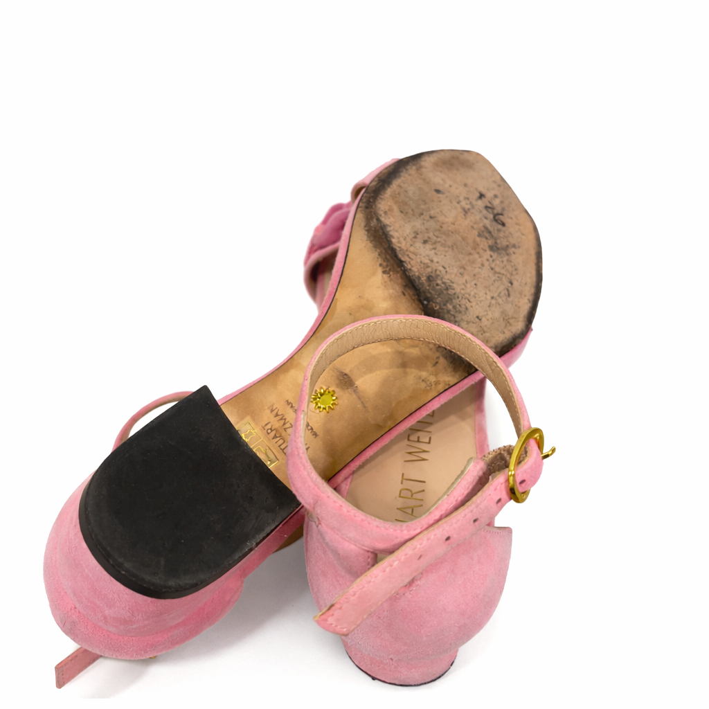 Stuart Weitzman Amelina Suede Block Heel Sandals Size 7.5