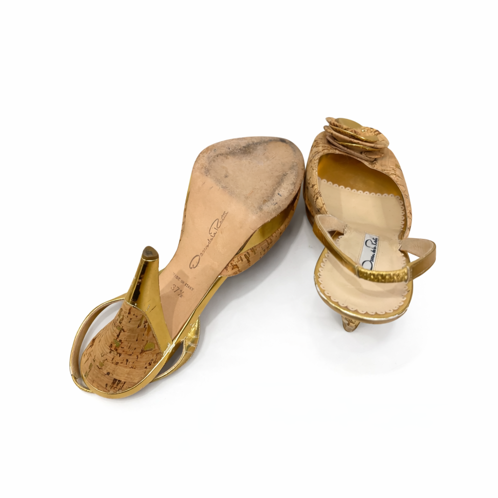 Oscar de la Renta Slingback Heels Platform Sandals Size 37.5