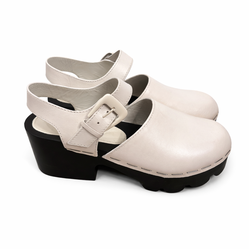 Tory Burch Lug Sole Leather Platform Clogs Size 7