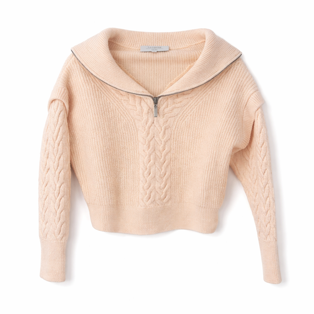La Ligne Wool Cropped Half Zip Sweater XS