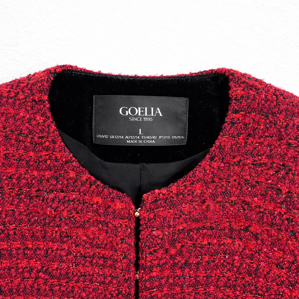 Goelia Wool Blend Tweed Crop Jacket L