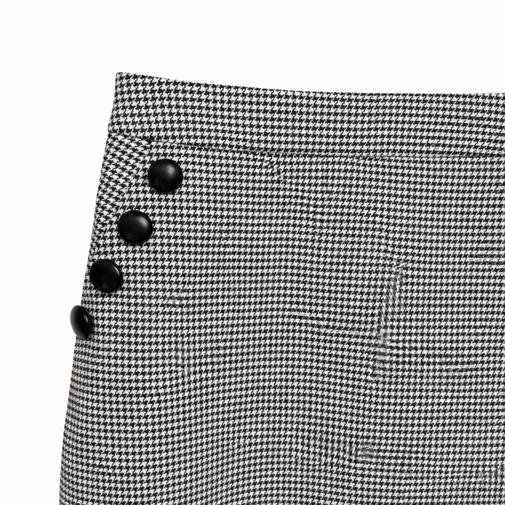 Veronica Beard Barnes Check Skirt Black White Houndstooth Button Detail Size 2