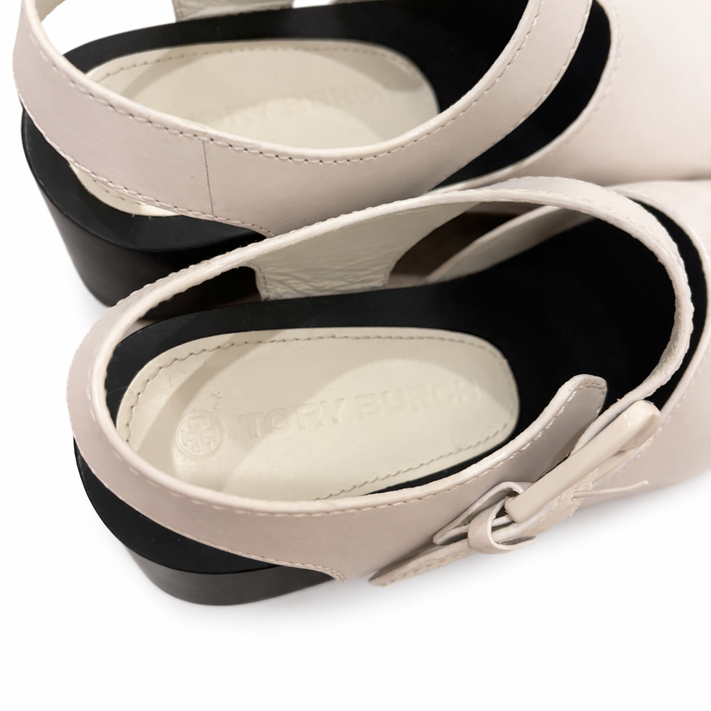 Tory Burch Lug Sole Leather Platform Clogs Size 7