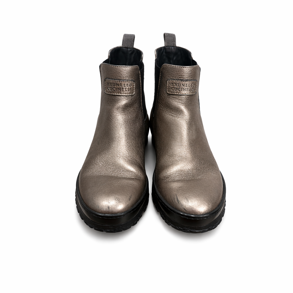 Brunello Cucinelli Monili Leather Chelsea Boots Size 37