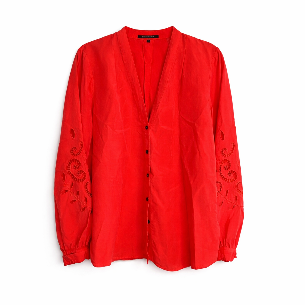 Kobi Halperin Chrissy Eyelet Blouse Long Sleeve Top M