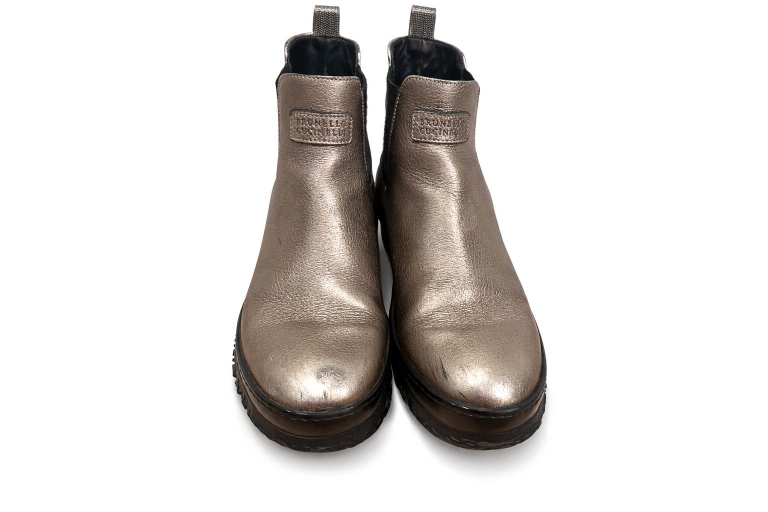 Brunello Cucinelli Monili Leather Chelsea Boots Size 37