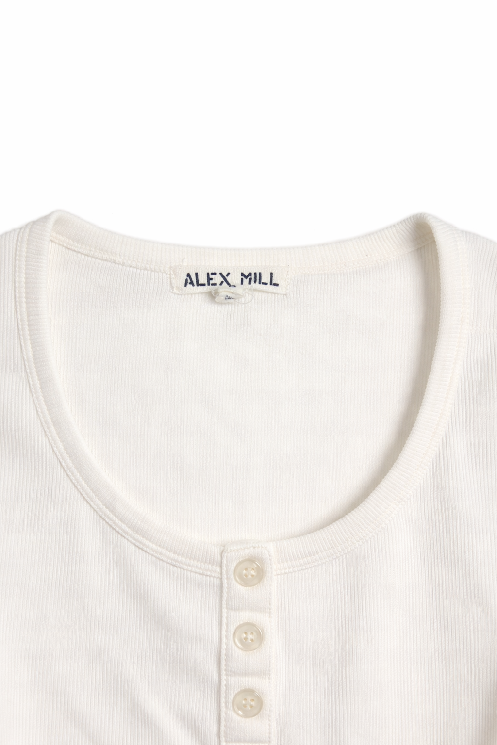 Alex Mill Laine Fine Rib Henley Top Ivory Size Medium