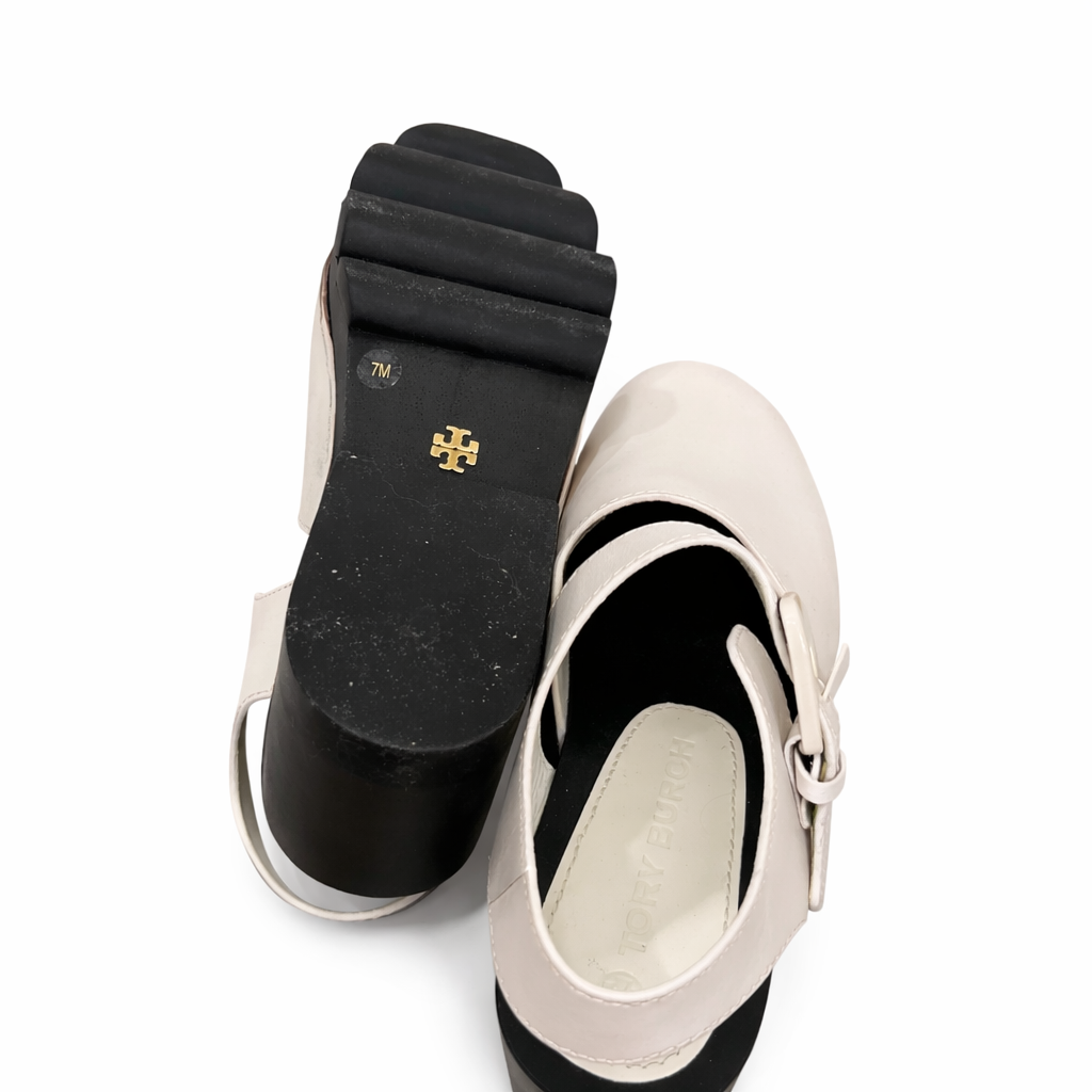 Tory Burch Lug Sole Leather Platform Clogs Size 7