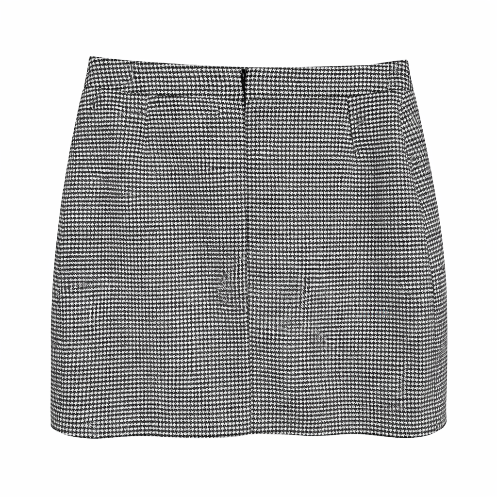Veronica Beard Barnes Check Skirt Black White Houndstooth Button Detail Size 2