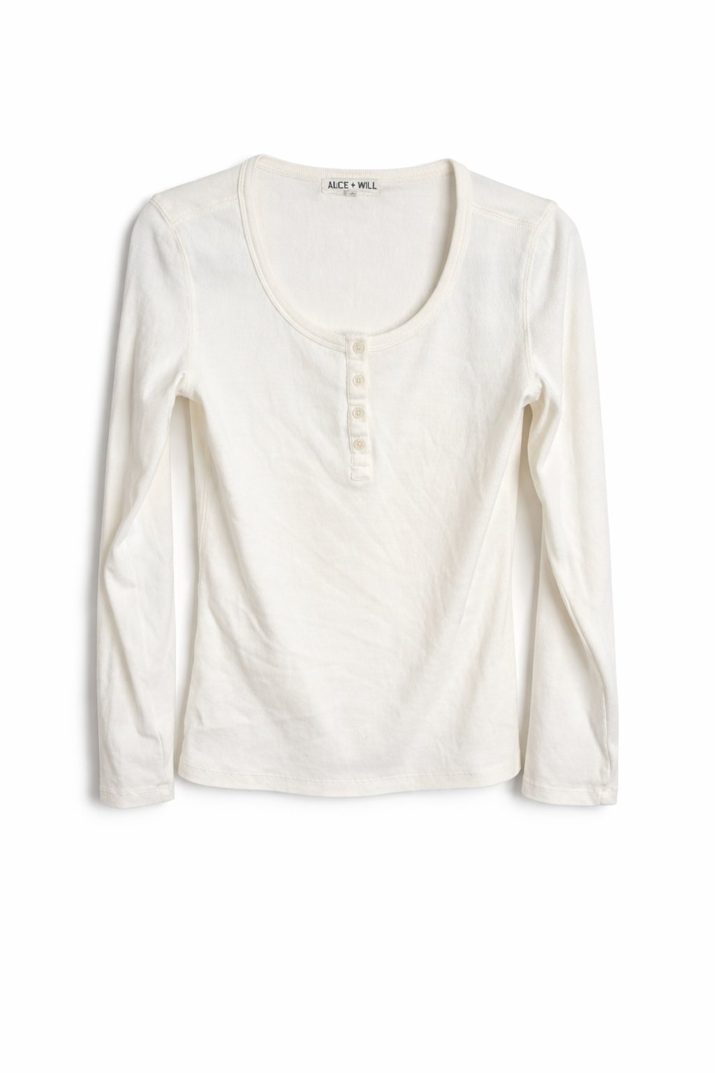 Alex Mill Laine Fine Rib Henley Top Ivory Size Medium