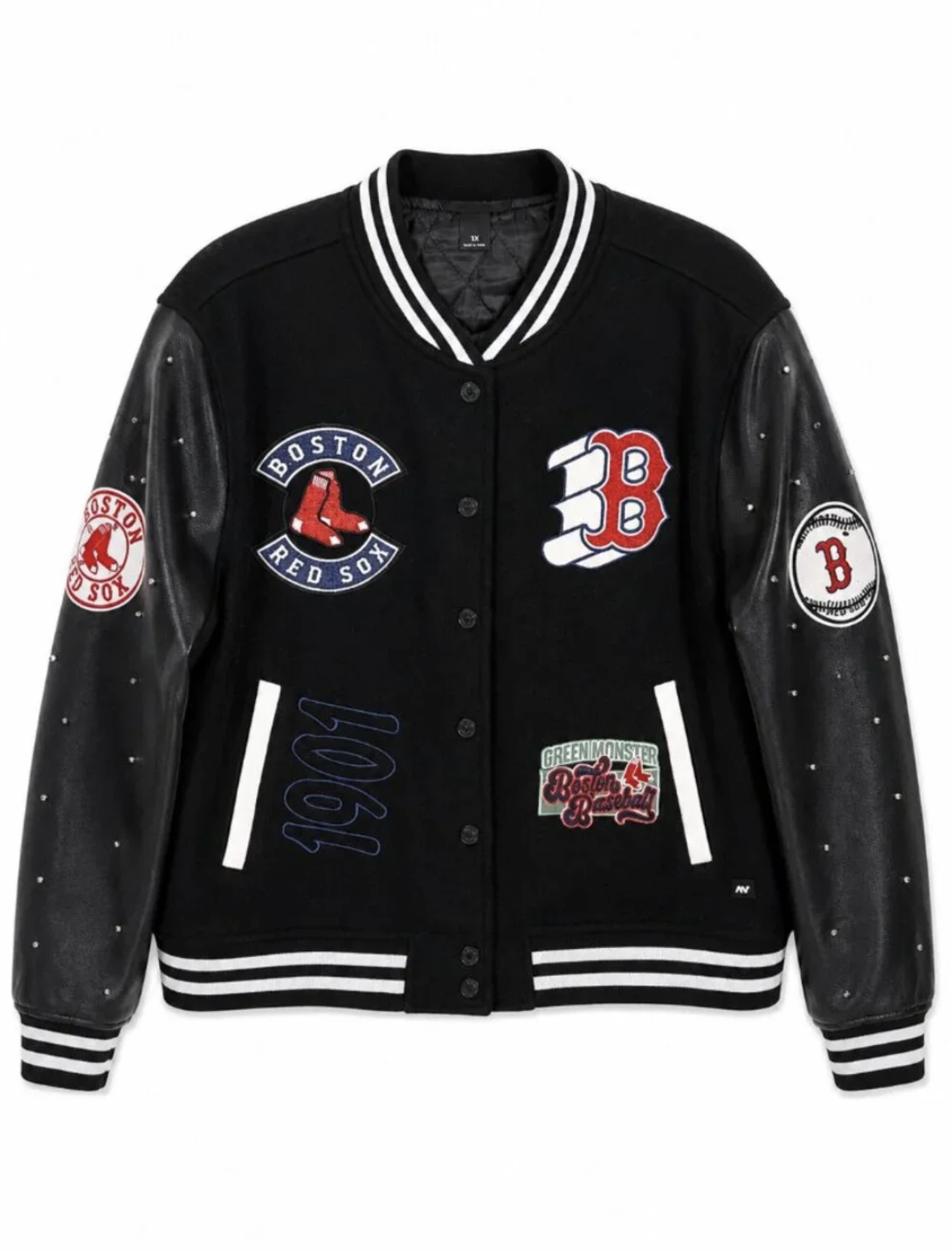 Wild Collective x Anthropologie Boston Red Sox Varsity Jacket 1X Rare Studded