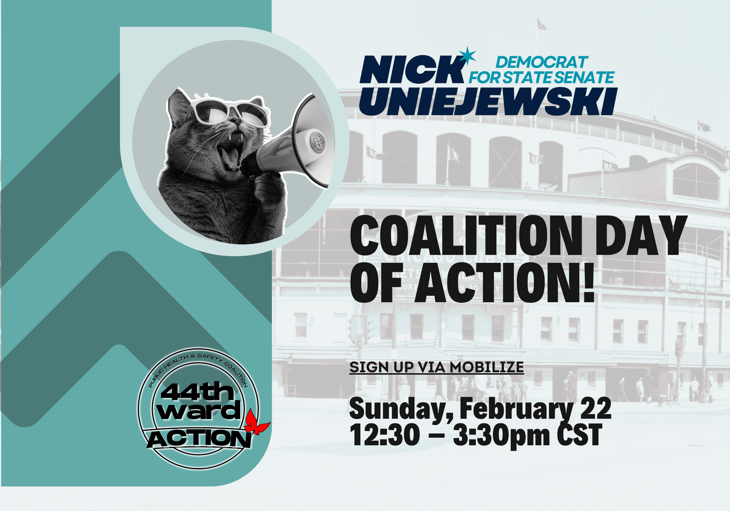  Time Sunday, February 22 12:30 – 3:30pm CST