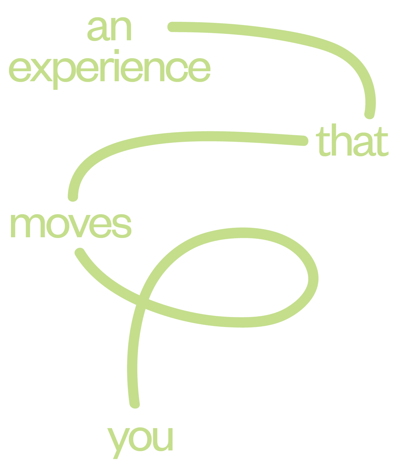 A stylised quote in green text that reads, 'an experience that moves you.' Indicating the journey to another school through exchanging