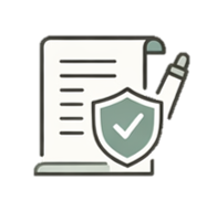 Document with shield and checkmark indicating security or verification
