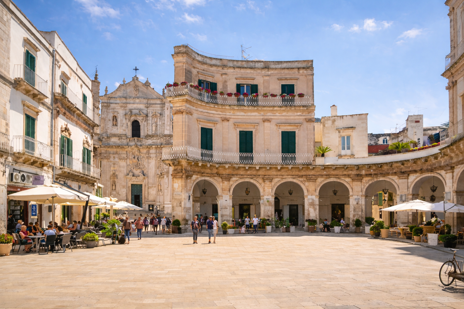 Piazza Plebiscito and Basilica di San Martino in the historic center of Martina Franca in Puglia Italy
