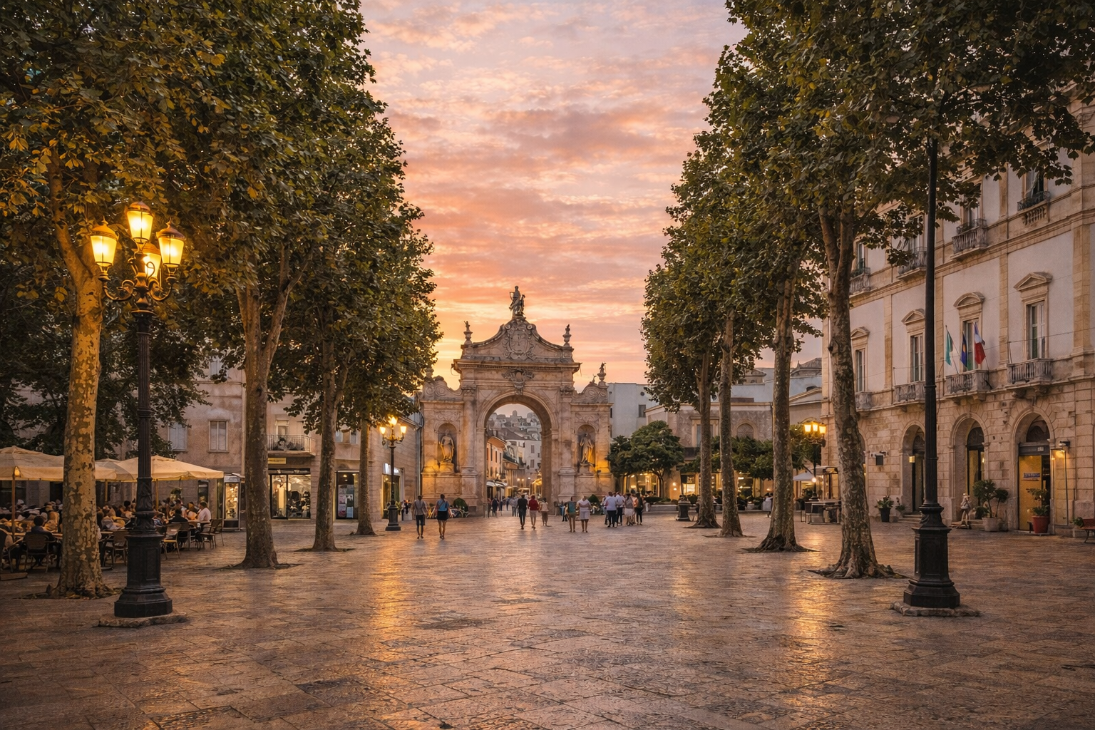 Golden hour at Piazza XX Settembre martina franca puglia italy