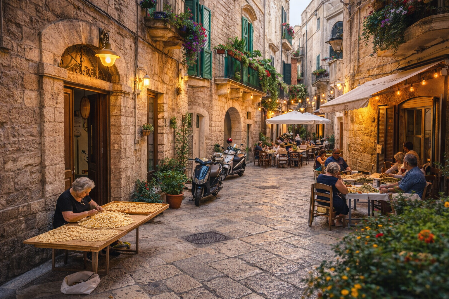 Evening charm in Bari Vecchia old town puglia italy