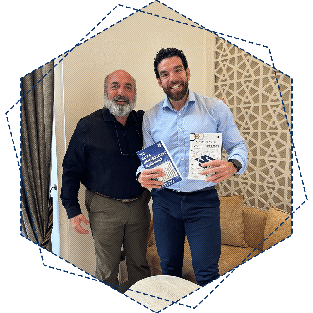 Bob Hultz posing with man at a VSI book signing