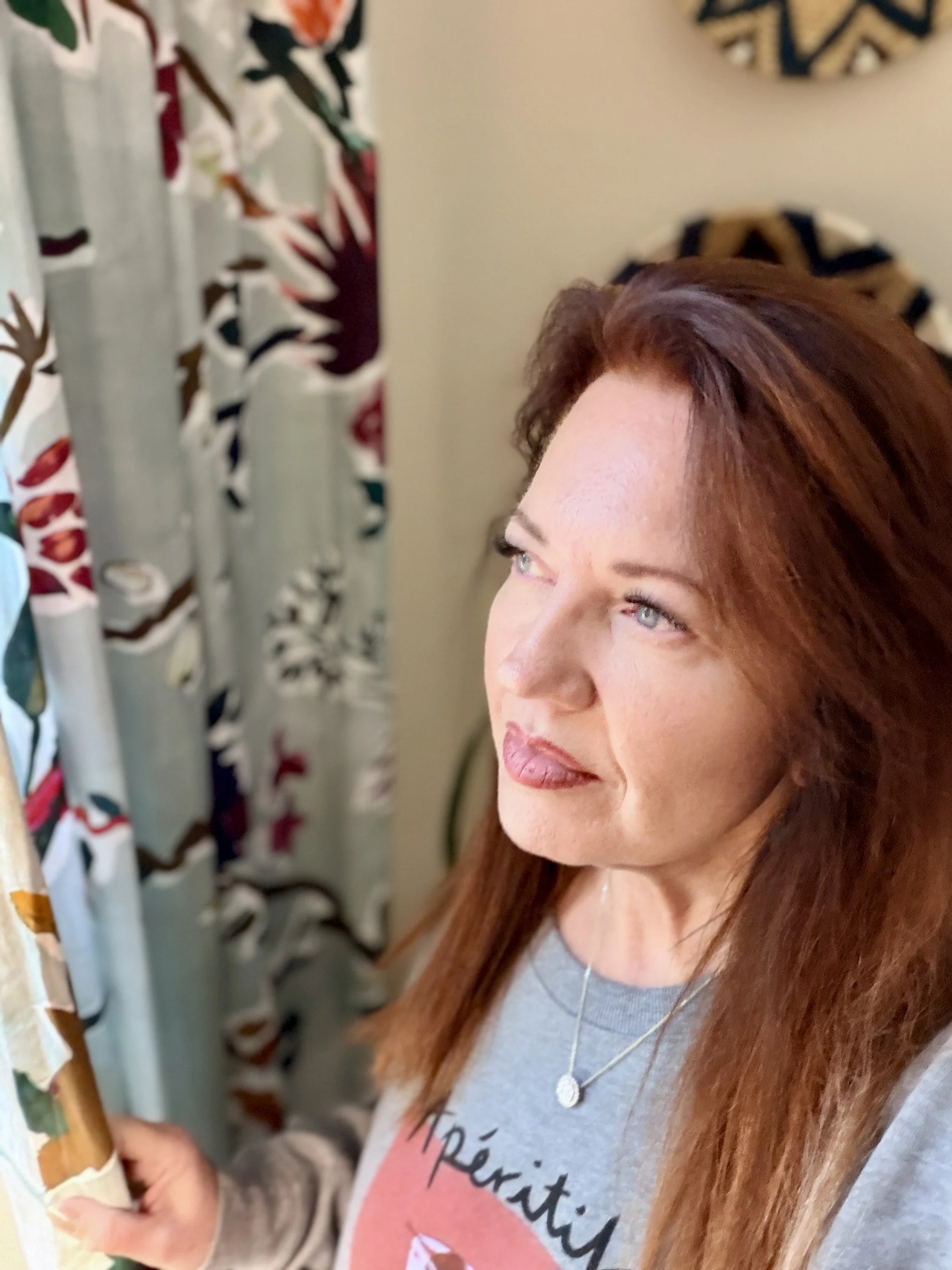 Candace at home in Austin reflecting on midlife and a slower season of becoming.
