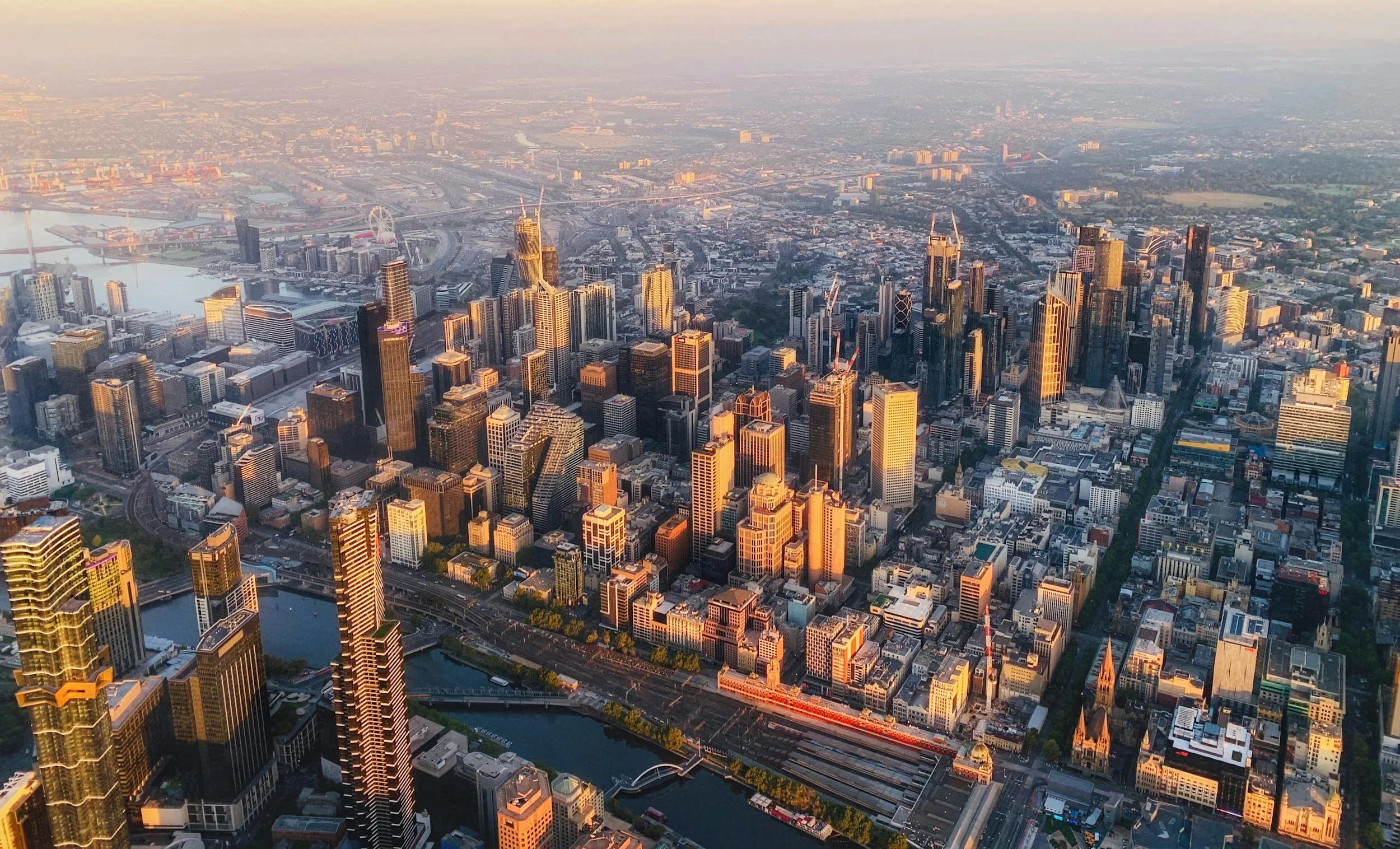 An aerial view of Melbourne, Victoria