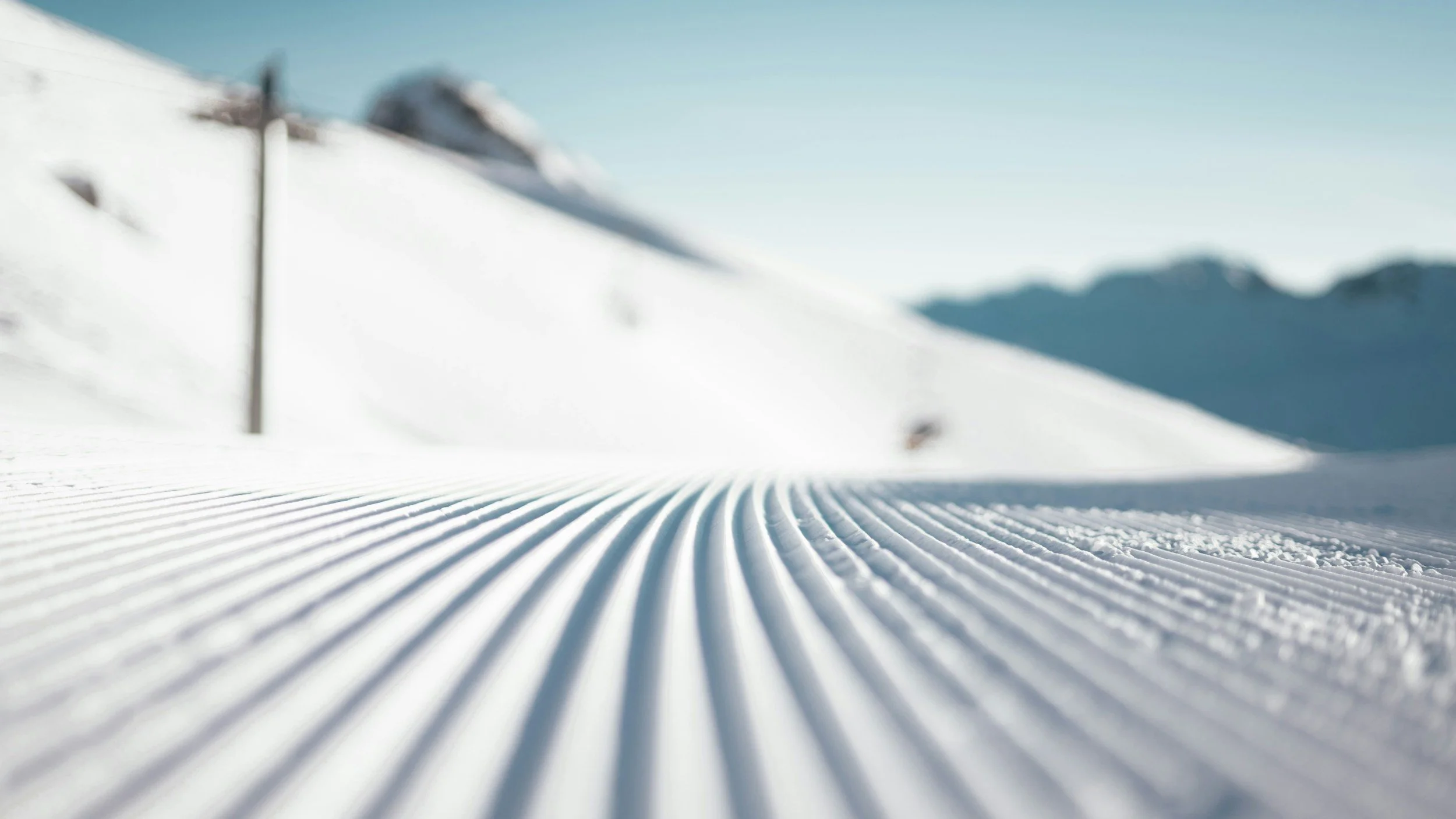 Freshly groomed ski fields