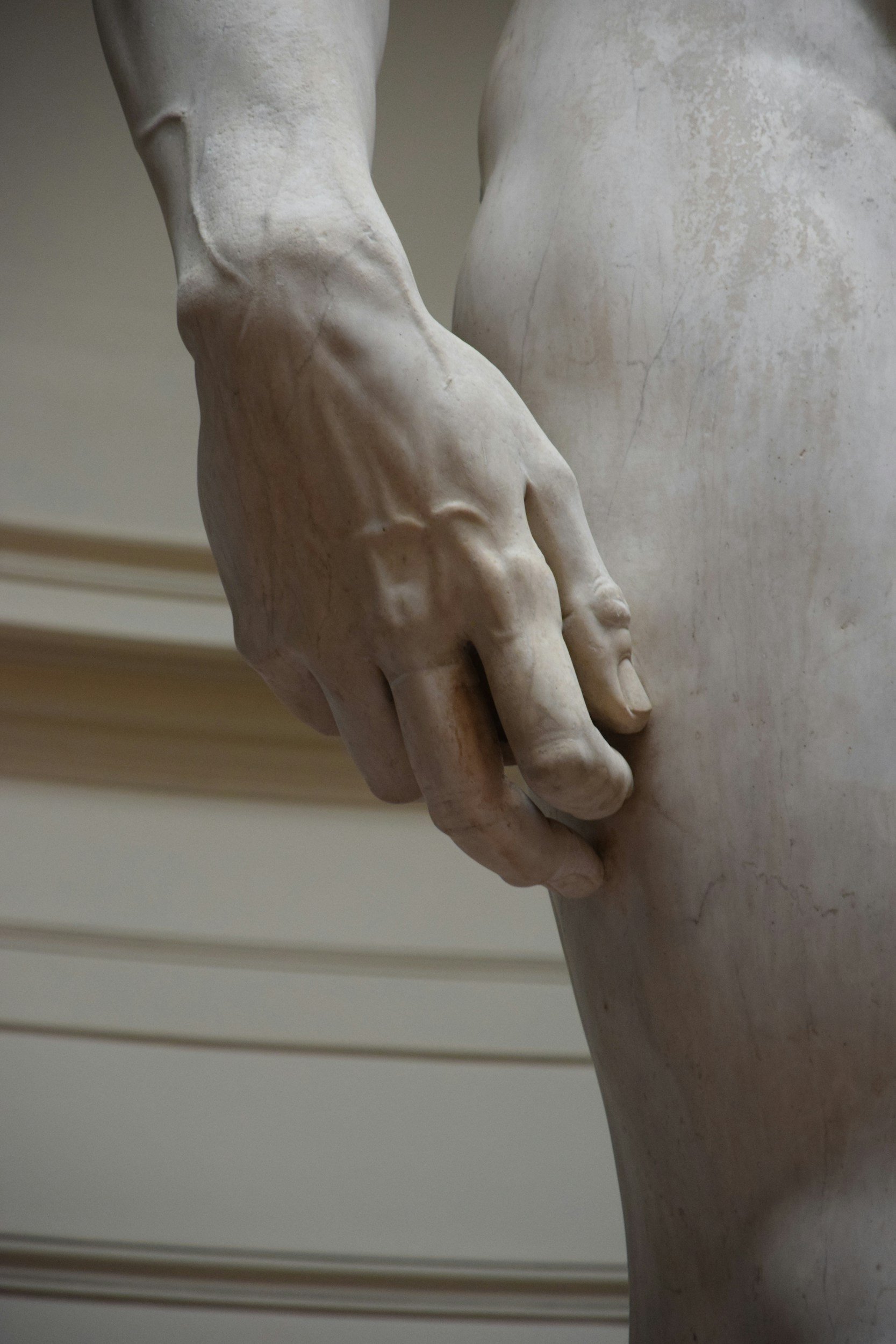Hand of the statue of David in Florence, Italy
