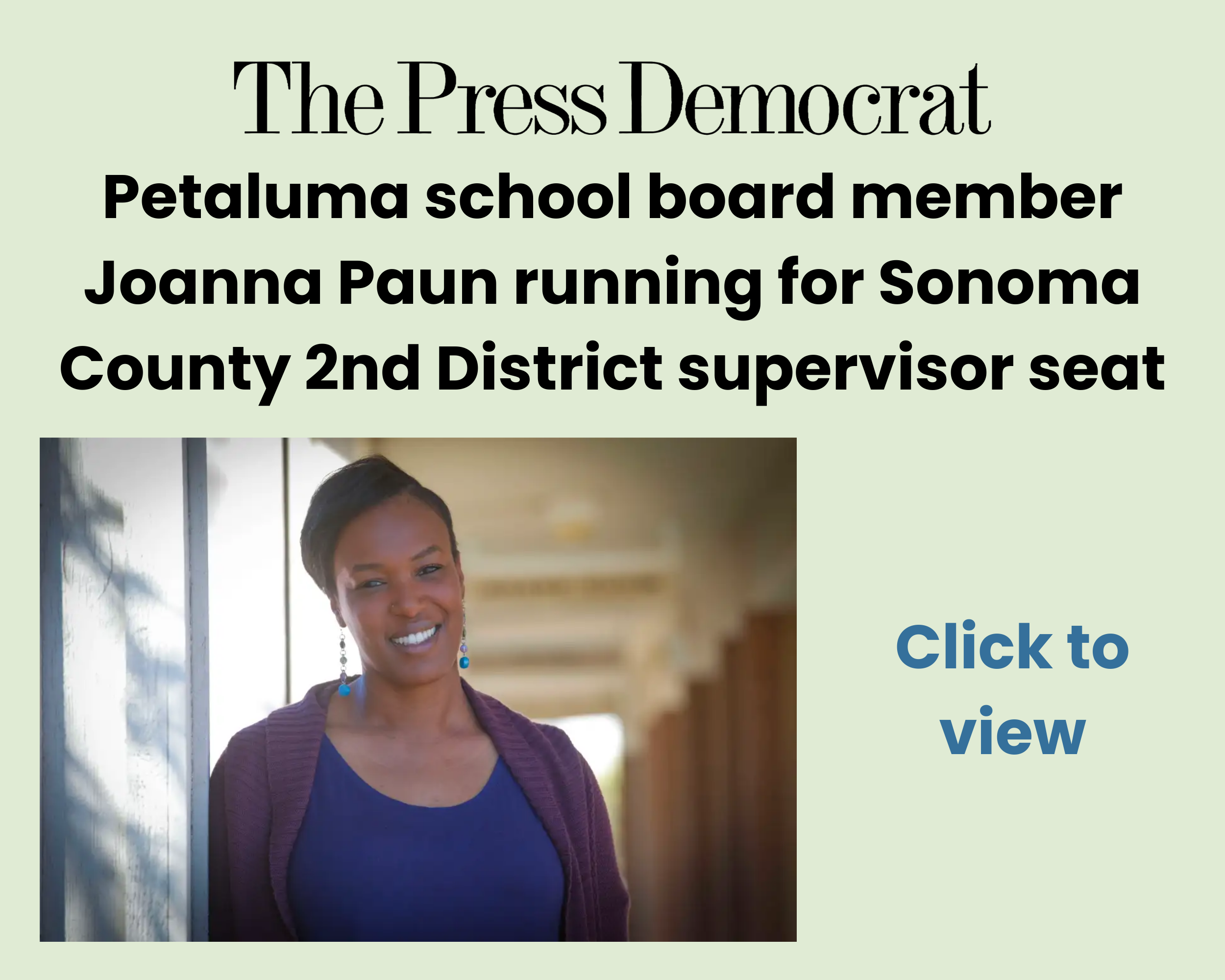 The Press Democrat: Petaluma school board member Joanna Paun running for Sonoma County 2nd District supervisor seat
