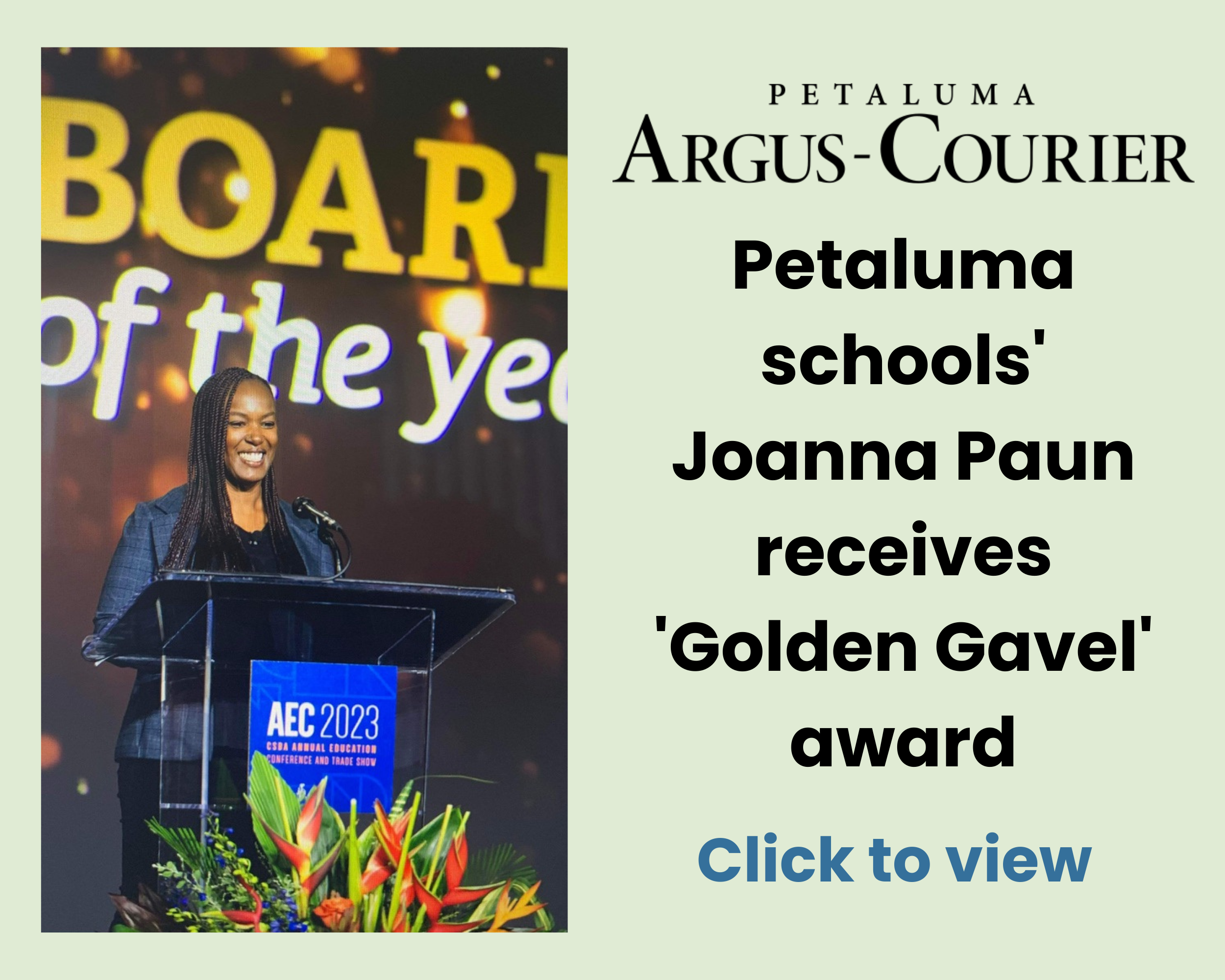 Petaluma Argus-Courier: Petaluma schools' Joanna Paun receives 'Golden Gavel' award