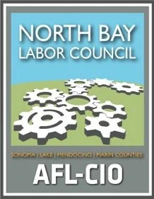 North Bay Labor Council logo with gears and names of counties