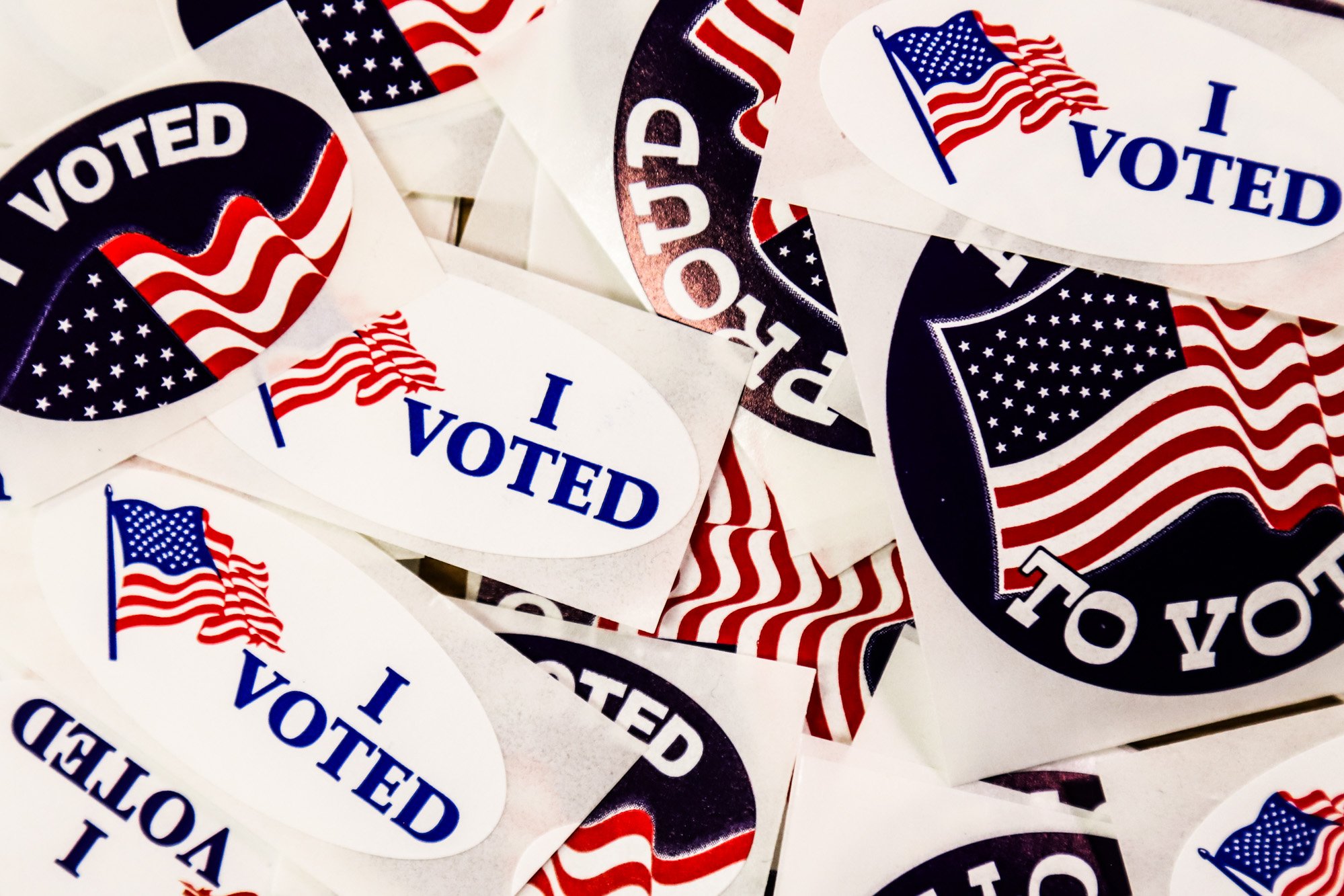 I Voted stickers in a pile