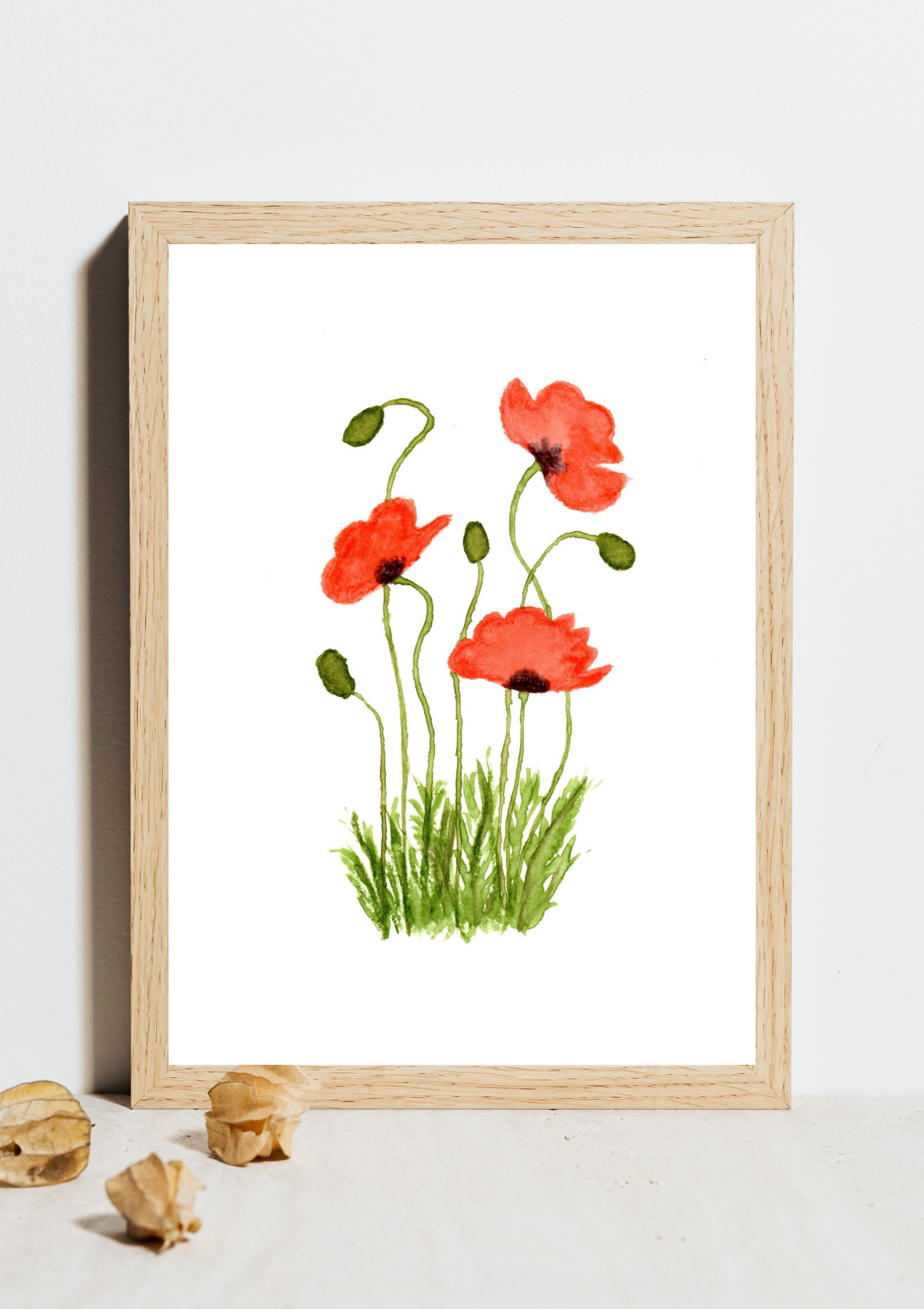 Red Poppy No.2 Hand-Painted Watercolor Art