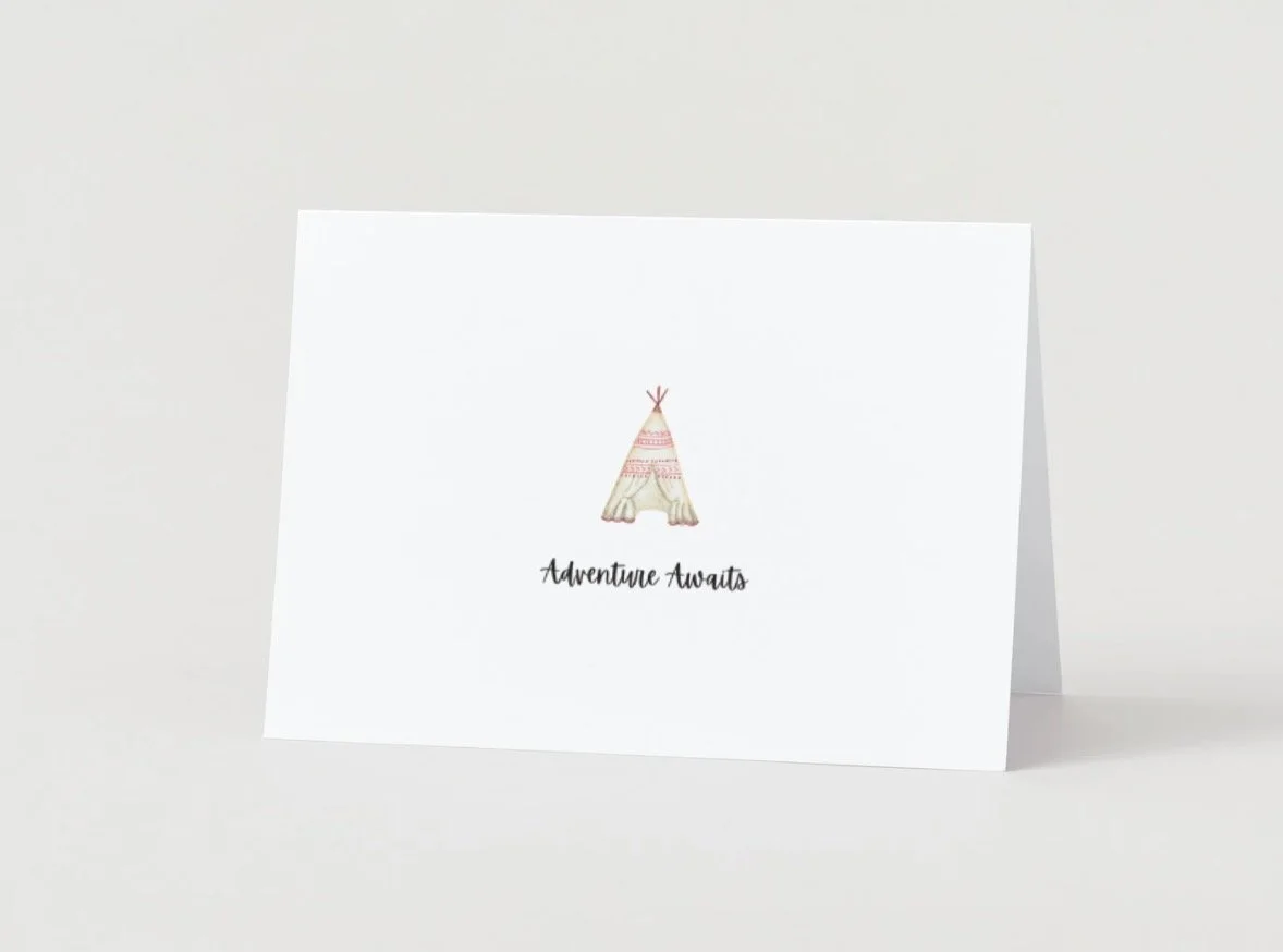 Teepee Watercolor Birth Announcement | 5×7 Card