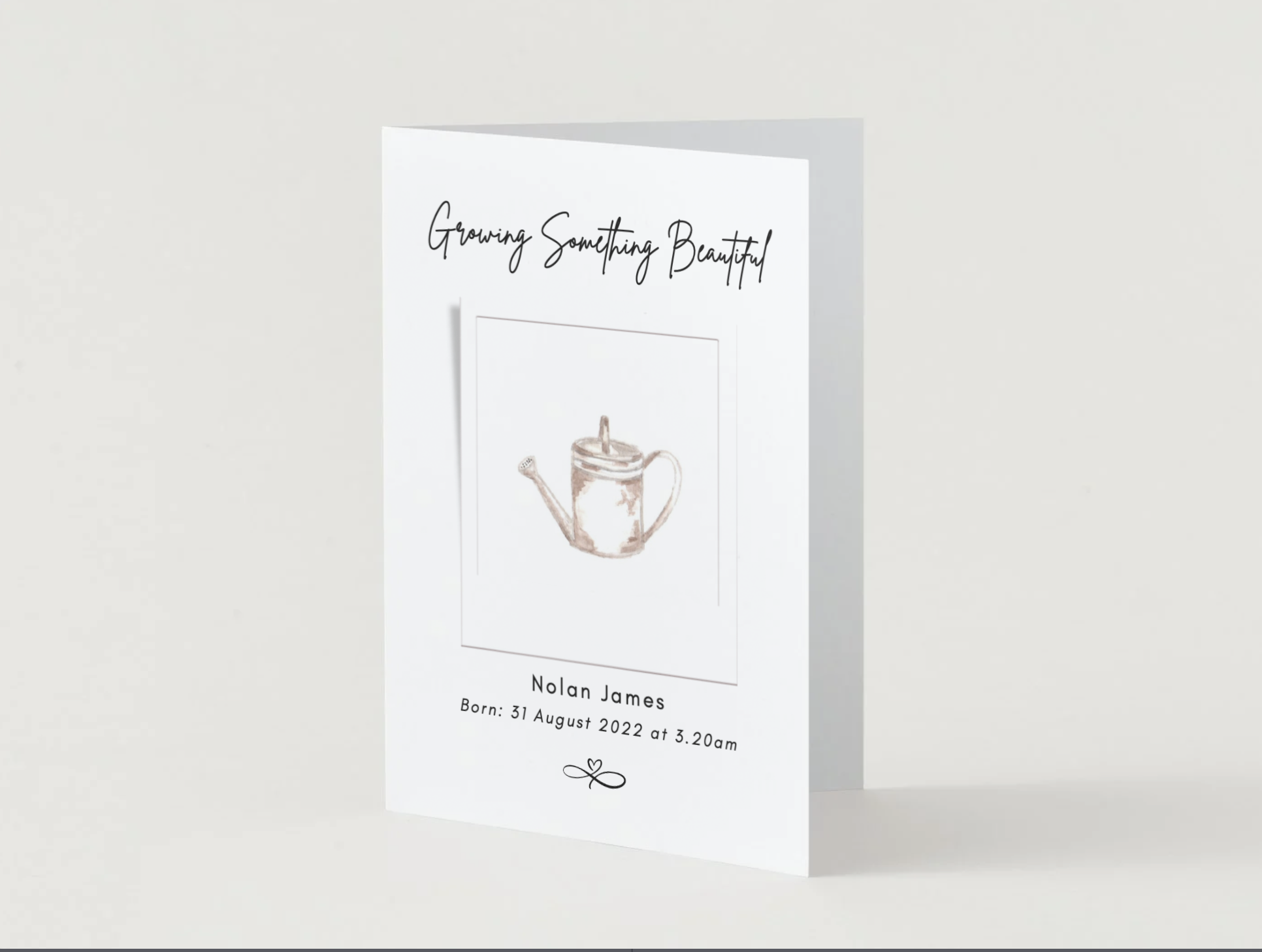 Watering Can | Baby Announcement | 5x7 Card | Editable