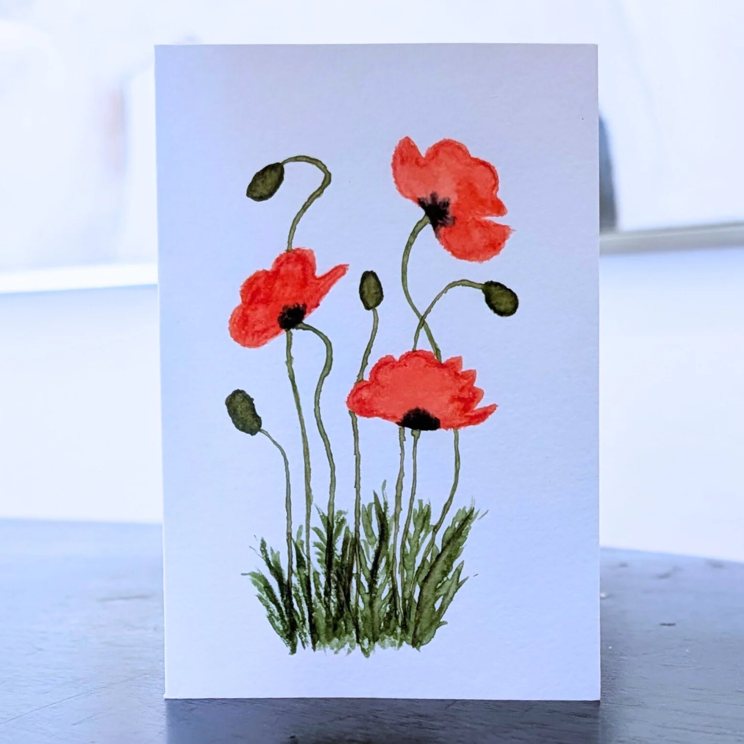 Poppy No.2 Original Watercolor Painting 4x6