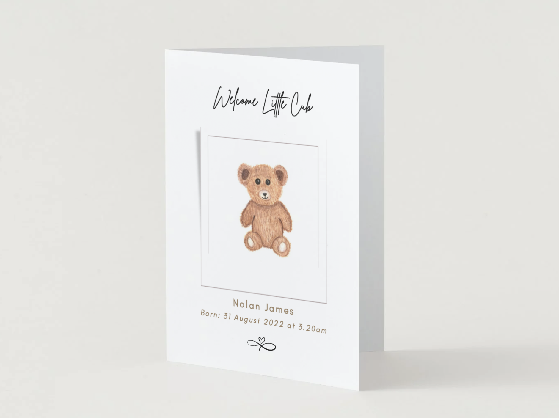 Bear Cub | Baby Announcement | 5x7 Card | Editable
