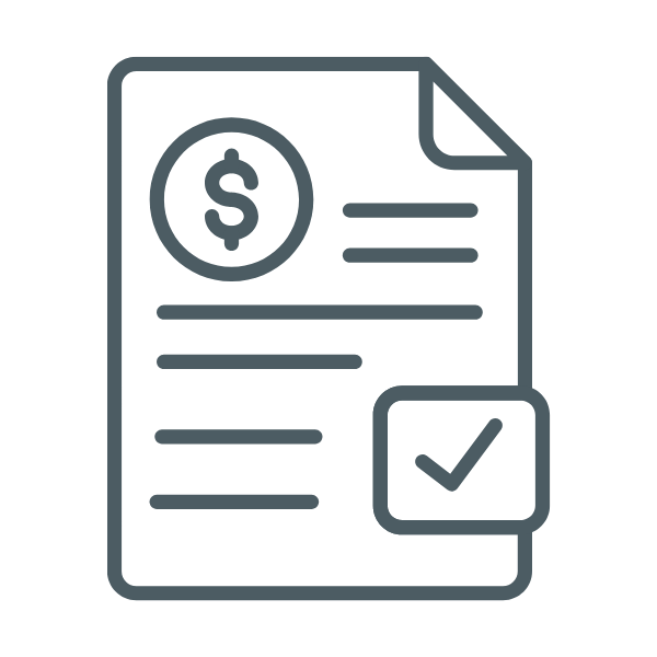 Financial document with a dollar sign and a checkmark used for selling high-value items during clearout.