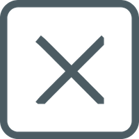 Close-up of a black square button with a white 'X' symbol in the center, likely a close or cancel button.