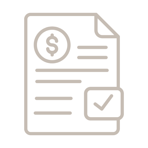 Financial document with a dollar sign and a checkmark used for selling high-value items during clearout.