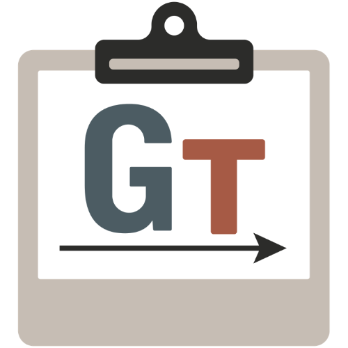 Icon of a presentation board with the letters G and T, with an arrow pointing to the right.
