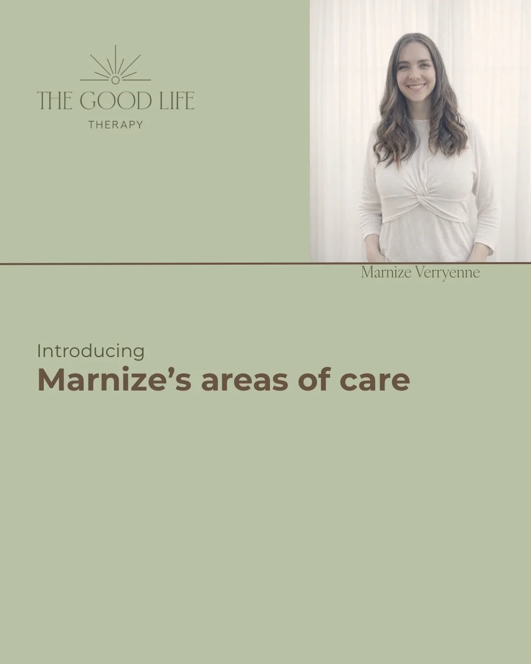 Accessing support for young people can be really hard, especially when waitlists are long 

Marnize offers support for adolescents (10+), young adults, new mums, and families, with a particular focus on perinatal wellbeing and life transitions

With 