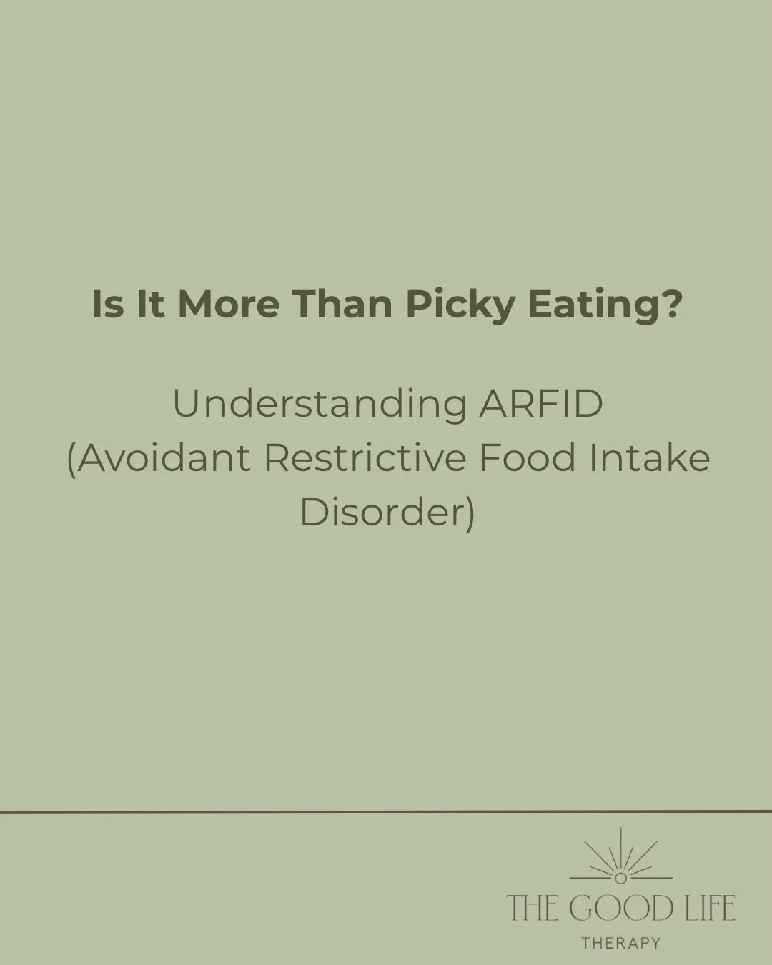&ldquo;They&rsquo;re just a picky eater&rdquo;

Sometimes that&rsquo;s true

But sometimes eating difficulties can be more complex and may be related to sensory sensitivities, anxiety, fear-based avoidance, or ARFID (Avoidant Restrictive Food Intake 