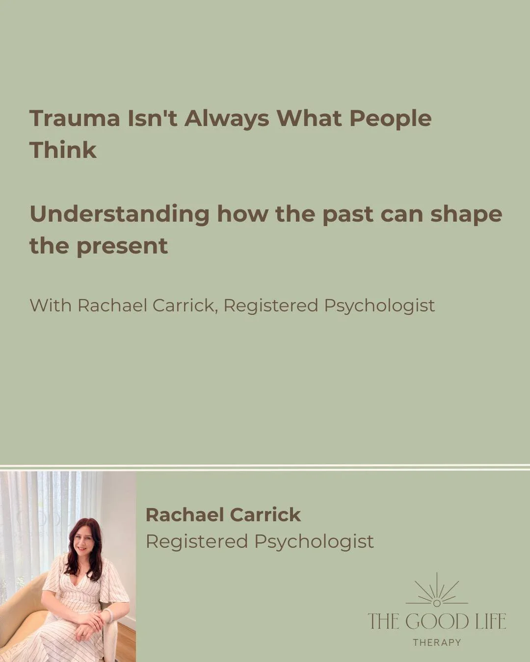 When many people hear the word *trauma*, they think of a single catastrophic event

In reality, trauma can arise from many different experiences. It can influence the way we think, feel, respond to stress, and relate to ourselves and others

For some